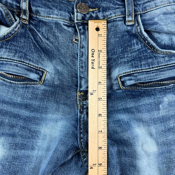 Embellish Medium Wash Blue Jeans Women's SZ 34 Distressed Slightly Tapered - Picture 9 of 9